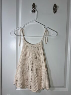 Zara Cream Crochet Knit Tank Top